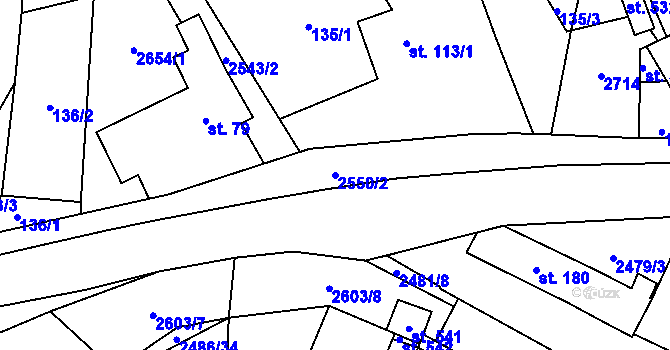 Parcela st. 2550/2 v KÚ Mrákotín u Telče, Katastrální mapa