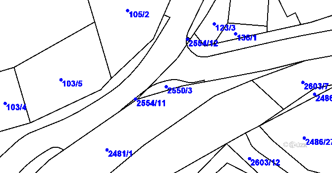 Parcela st. 2550/3 v KÚ Mrákotín u Telče, Katastrální mapa