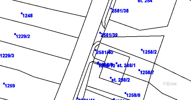 Parcela st. 2581/40 v KÚ Mrákotín u Telče, Katastrální mapa