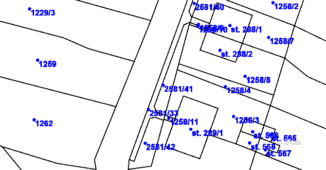 Parcela st. 2581/41 v KÚ Mrákotín u Telče, Katastrální mapa