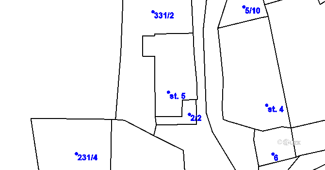 Parcela st. 5 v KÚ Praskolesy u Mrákotína, Katastrální mapa
