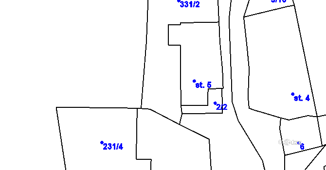 Parcela st. 1 v KÚ Praskolesy u Mrákotína, Katastrální mapa