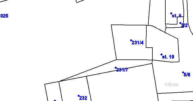 Parcela st. 231/2 v KÚ Praskolesy u Mrákotína, Katastrální mapa