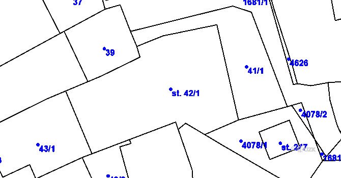 Parcela st. 42/1 v KÚ Mrákov, Katastrální mapa