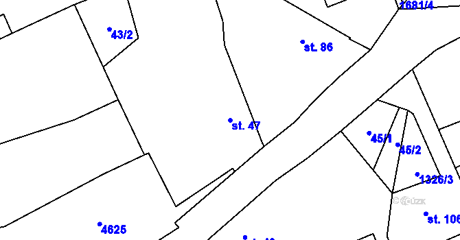 Parcela st. 47 v KÚ Mrákov, Katastrální mapa