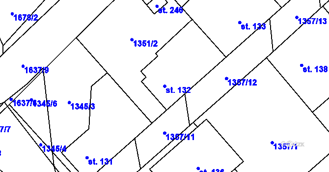 Parcela st. 132 v KÚ Mrákov, Katastrální mapa