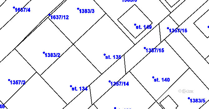 Parcela st. 135 v KÚ Mrákov, Katastrální mapa