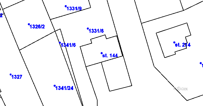 Parcela st. 144 v KÚ Mrákov, Katastrální mapa