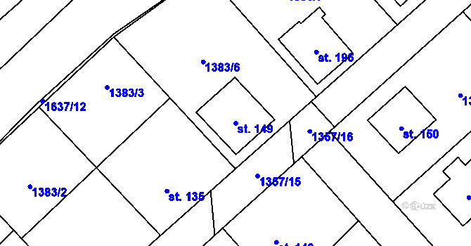 Parcela st. 149 v KÚ Mrákov, Katastrální mapa