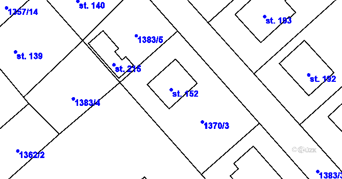 Parcela st. 152 v KÚ Mrákov, Katastrální mapa