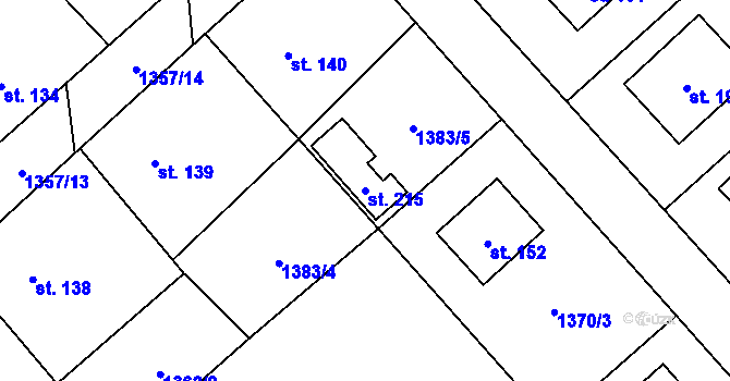 Parcela st. 215 v KÚ Mrákov, Katastrální mapa