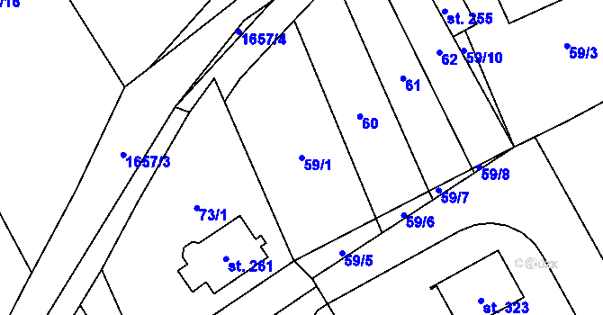 Parcela st. 59/1 v KÚ Mrákov, Katastrální mapa