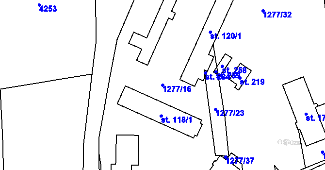 Parcela st. 1277/16 v KÚ Mrákov, Katastrální mapa