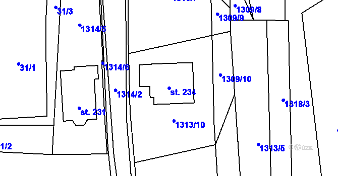 Parcela st. 234 v KÚ Mrákov, Katastrální mapa