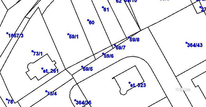 Parcela st. 59/6 v KÚ Mrákov, Katastrální mapa