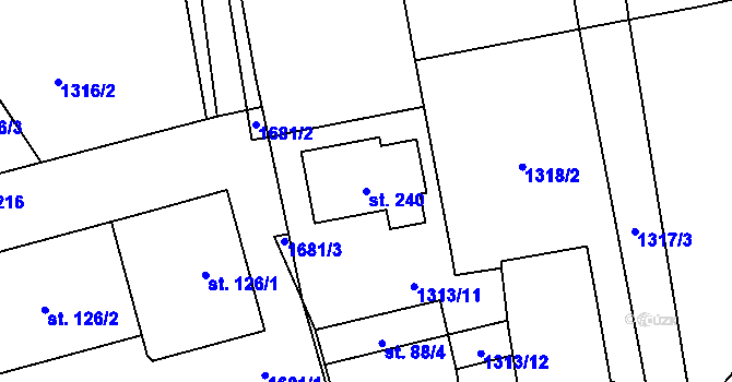 Parcela st. 240 v KÚ Mrákov, Katastrální mapa