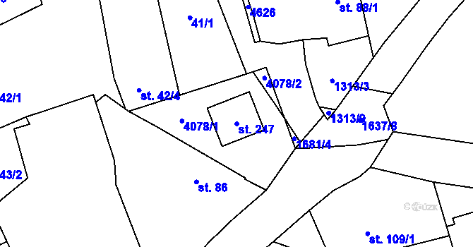 Parcela st. 247 v KÚ Mrákov, Katastrální mapa