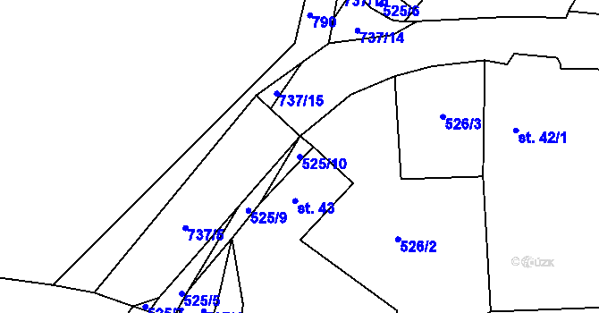 Parcela st. 525/10 v KÚ Smolov u Domažlic, Katastrální mapa