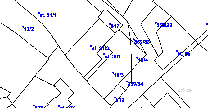 Parcela st. 301 v KÚ Mramotice, Katastrální mapa