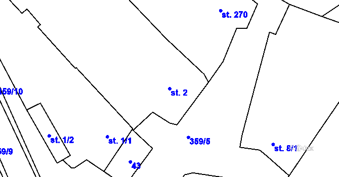 Parcela st. 2 v KÚ Mramotice, Katastrální mapa