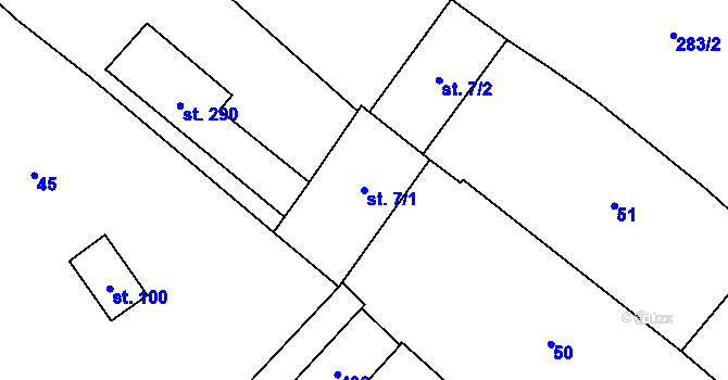 Parcela st. 7/1 v KÚ Mramotice, Katastrální mapa