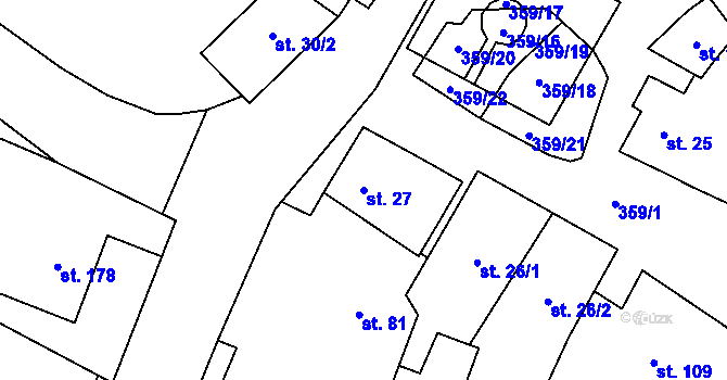 Parcela st. 27 v KÚ Mramotice, Katastrální mapa