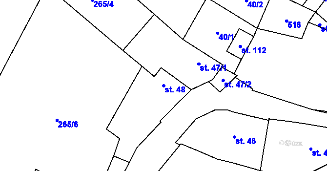 Parcela st. 48 v KÚ Mramotice, Katastrální mapa