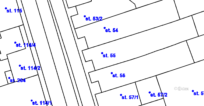 Parcela st. 55 v KÚ Mramotice, Katastrální mapa