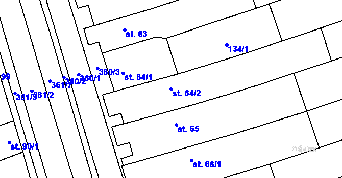Parcela st. 64/2 v KÚ Mramotice, Katastrální mapa