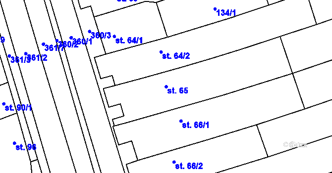 Parcela st. 65 v KÚ Mramotice, Katastrální mapa