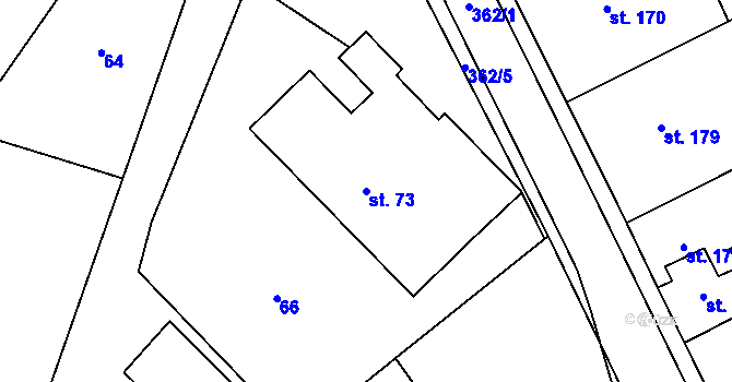 Parcela st. 73 v KÚ Mramotice, Katastrální mapa
