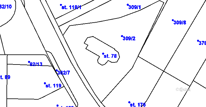 Parcela st. 78 v KÚ Mramotice, Katastrální mapa
