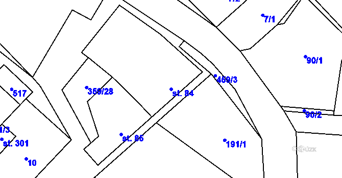 Parcela st. 84 v KÚ Mramotice, Katastrální mapa