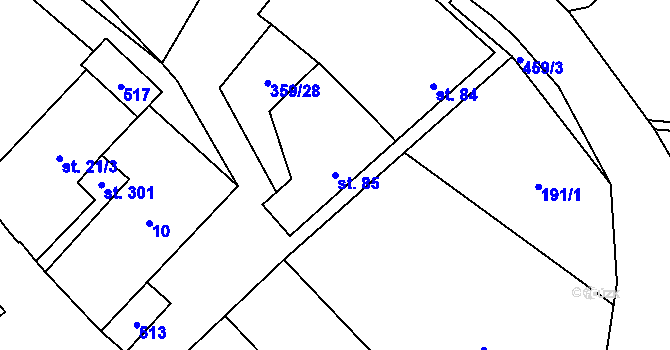 Parcela st. 85 v KÚ Mramotice, Katastrální mapa