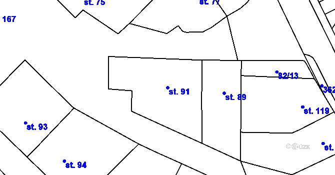 Parcela st. 91 v KÚ Mramotice, Katastrální mapa