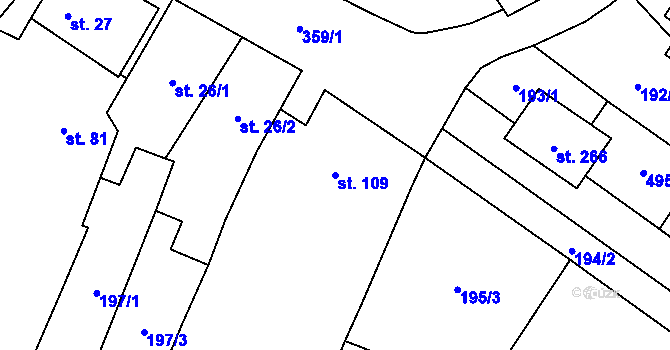 Parcela st. 109 v KÚ Mramotice, Katastrální mapa