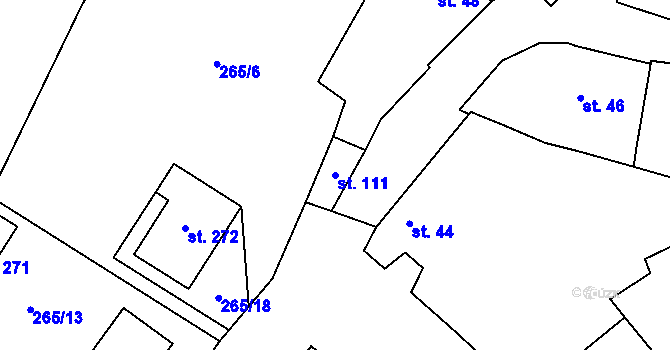 Parcela st. 111 v KÚ Mramotice, Katastrální mapa