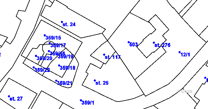 Parcela st. 117 v KÚ Mramotice, Katastrální mapa