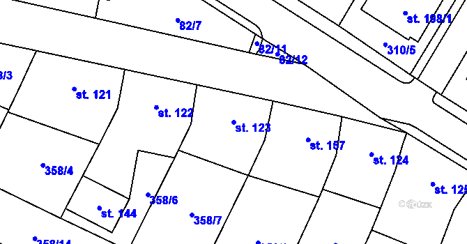 Parcela st. 123 v KÚ Mramotice, Katastrální mapa