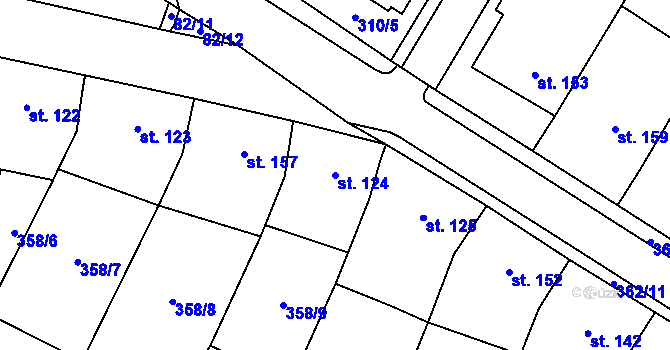 Parcela st. 124 v KÚ Mramotice, Katastrální mapa