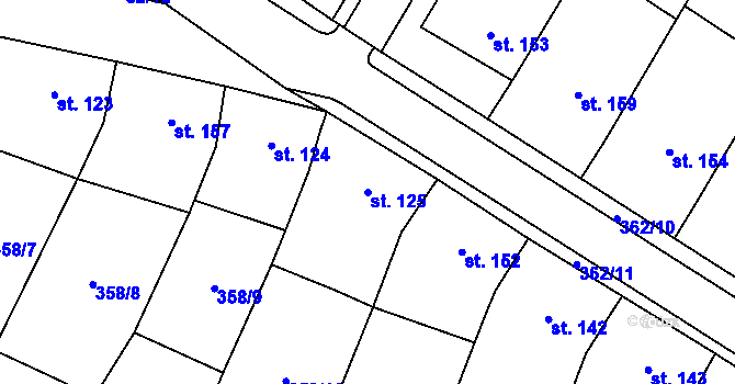 Parcela st. 125 v KÚ Mramotice, Katastrální mapa