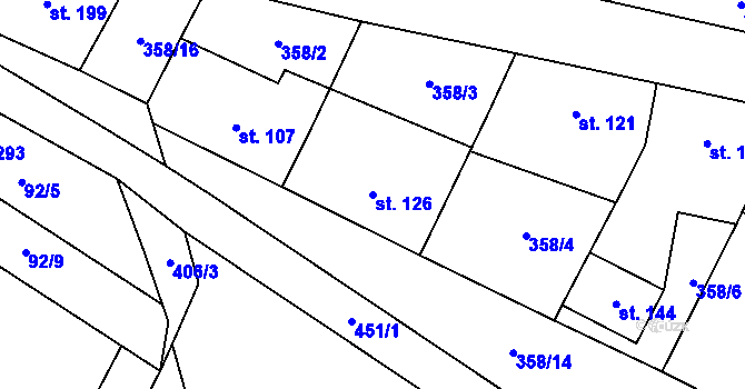 Parcela st. 126 v KÚ Mramotice, Katastrální mapa