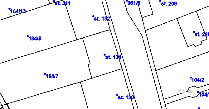 Parcela st. 131 v KÚ Mramotice, Katastrální mapa