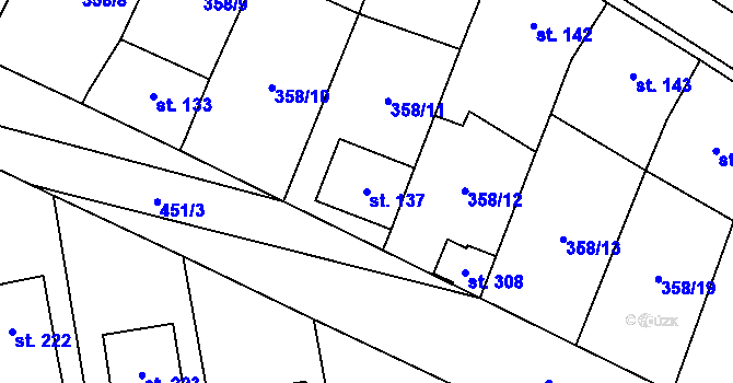 Parcela st. 137 v KÚ Mramotice, Katastrální mapa