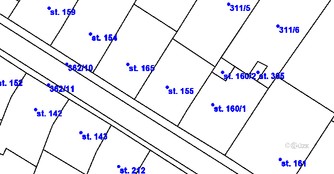 Parcela st. 155 v KÚ Mramotice, Katastrální mapa