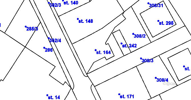 Parcela st. 164 v KÚ Mramotice, Katastrální mapa