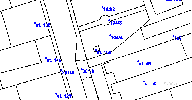 Parcela st. 168 v KÚ Mramotice, Katastrální mapa