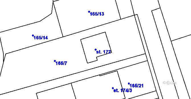 Parcela st. 172 v KÚ Mramotice, Katastrální mapa