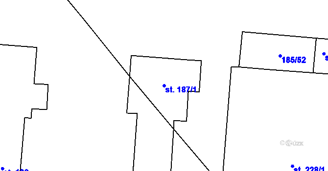 Parcela st. 187/1 v KÚ Mramotice, Katastrální mapa
