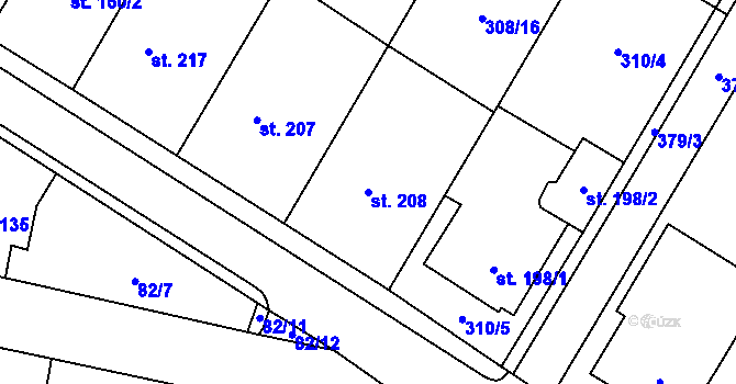 Parcela st. 208 v KÚ Mramotice, Katastrální mapa